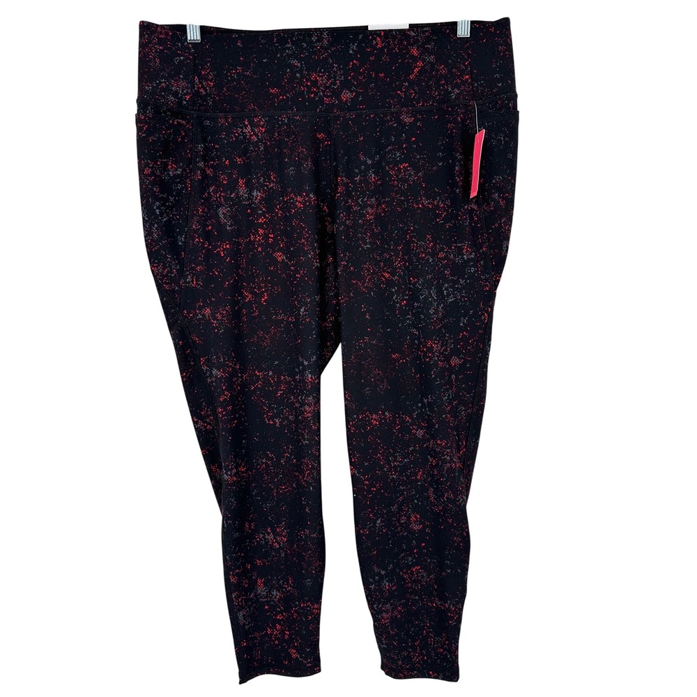 Livi Lane Bryant Power Leggings Red Splatter Print Wicking Activewear 22/24 NWT